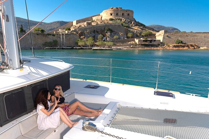 Ag. Nikolaos Catamaran to Spinalonga - Gourmet Meal & Water Toys - Passing Spinalonga and the Cave of Barbarossa