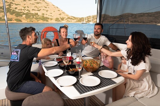 Ag. Nikolaos Catamaran to Spinalonga - Gourmet Meal & Water Toys - Cruising around Mirabello Bay
