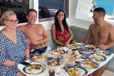 Ag. Nikolaos: Catamaran Trip with Sushi, Drinks, & Water Toys