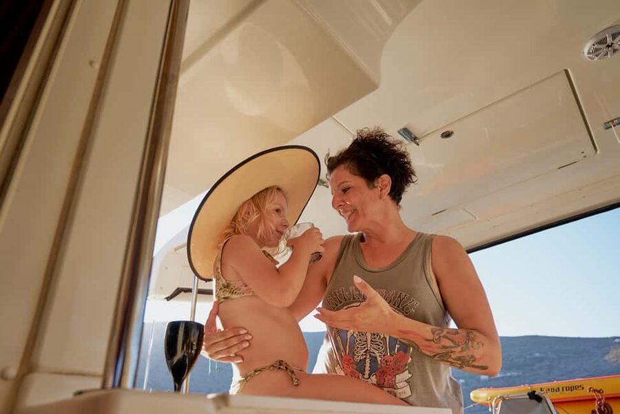 Agios Nikolaos All-inclusive Catamaran Cruise & Water Toys - Lunch with Local Cretan Ingredients