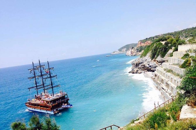 Alanya Catamaran Boat Tour with Sunbathing Swimming & Snorkelling - Swimming near Cleopatra Beach