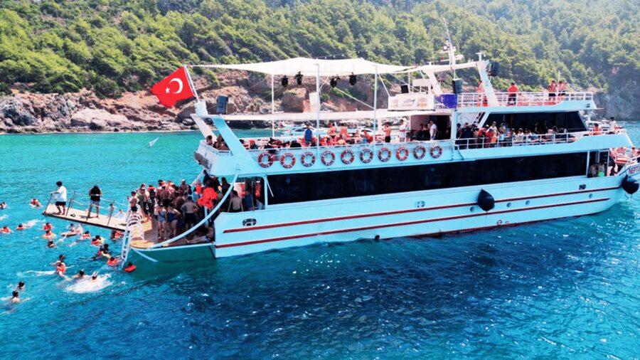 Alanya White Pearl Catamaran Cruise – Scenic Views & Swim - Pirates Cave, Lovers Cave, Phosphorus Cave, and Devil’s Cave