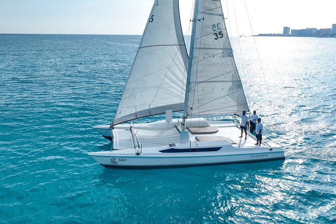 All-Inclusive Isla Mujeres Catamaran with Free Transportation - Boarding a 50-person catamaran