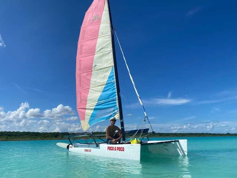 Bacalar: Sail Away with a Hobie Cat Catamaran - Cenote Esmeralda and the changing colors of Bacalar