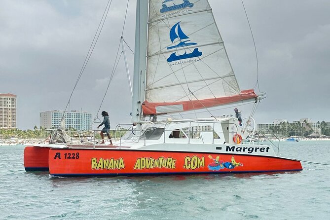 Banana Adventure Catamaran Tropical Sunset Sail - The western Aruba coast at golden hour