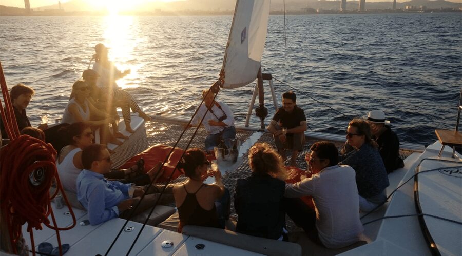 Barcelona: Shared cruise on a catamaran Drink+Local Tapa - Why Barcelona is better from Olympic Port
