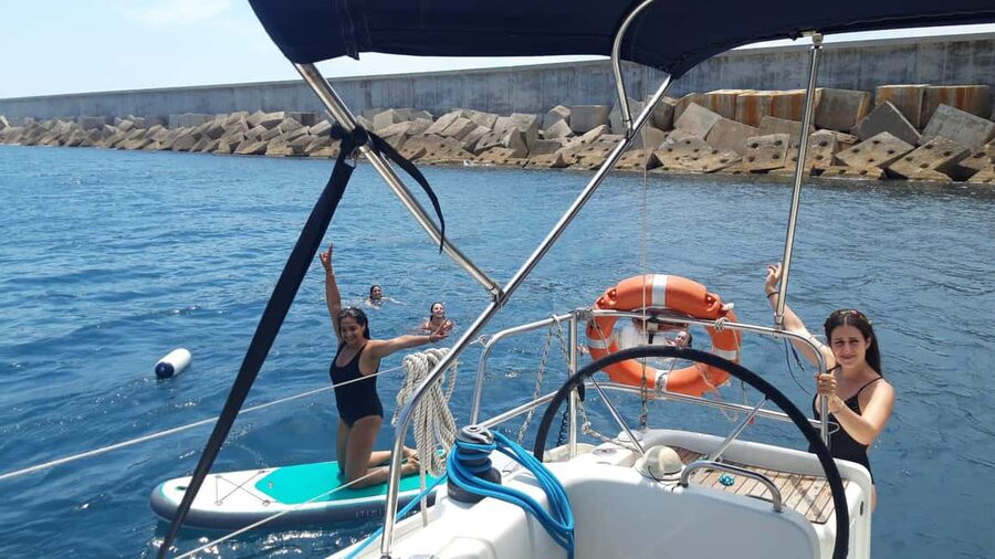 Barcelona: Shared cruise on a catamaran Drink+Local Tapa - The middle stretch: Montjuic, the Forum, and Tibidabo