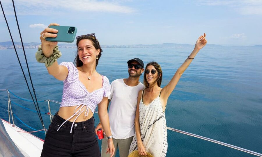 Barcelona: Sunset or Day Catamaran Cruise with Tapa & Drink - Finding your best seat on the 30-person catamaran