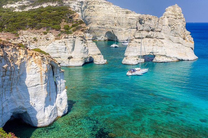 Best of Milos and Poliegos Catamaran snorkelling Cruise with BBQ - Seagull Islands and Milos geology from the water