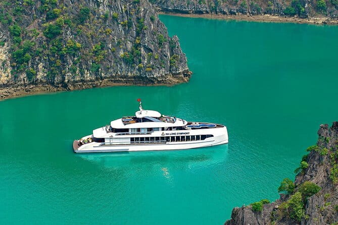 Best Selling Catamaran Cruise Premium Day Trip Explore Halong Bay - Lunch with limestone karsts outside the window