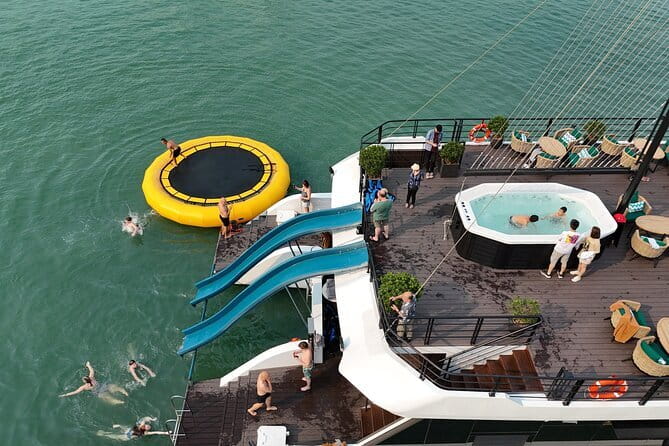 Best Selling Catamaran Cruise Premium Day Trip Explore Halong Bay - Swimming, water slides, and Jacuzzi time