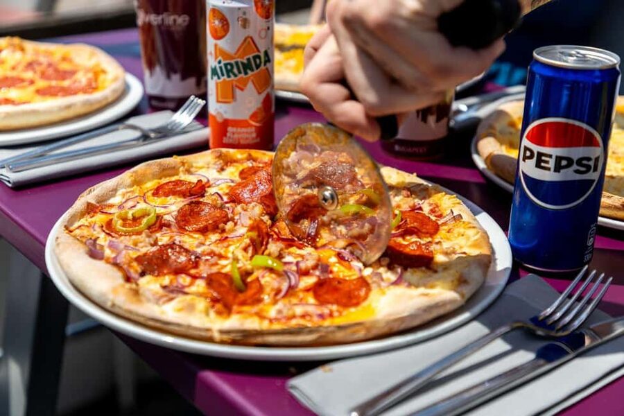 Budapest: Catamaran Pizza Cruise - The National Theater and Palace of Arts