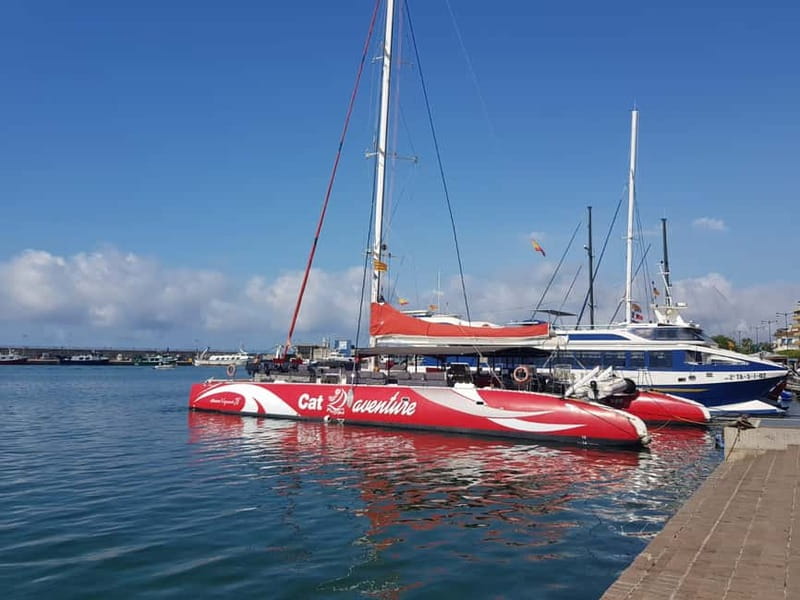 Cambrils/Salou: Coastline Catamaran 2h with drinks, pickup - Leaving Cambrils for the Montroig coast