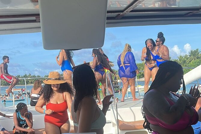 Catamaran and Snorkeling Party with Drink Included in Punta Cana - A distant dolphin stop with free photos