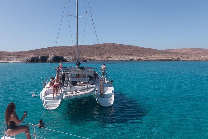 Catamaran Day & Sunset Cruises with meals Drinks and transportation - What this Mykonos catamaran cruise actually offers