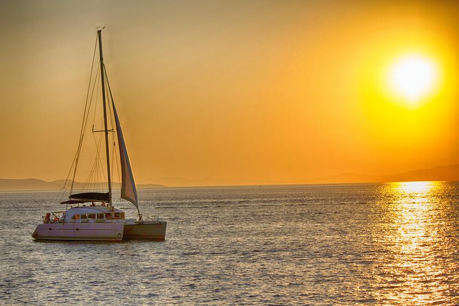 Catamaran Day & Sunset Cruises with meals Drinks and transportation - A Greek meal prepared on the catamaran