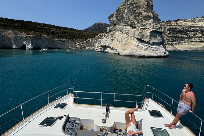 Catamaran Full Day Cruise in Agia Kiriaki Kleftiko - Gerakas Beach and lunch beside turquoise water