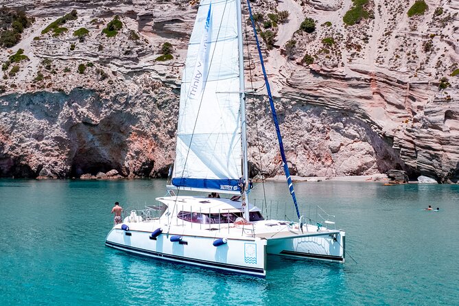 Catamaran Full-Day of Milos and Poliegos With Lunch & BBQ - Kleftiko: white cliffs, sea caves, and pirate stories