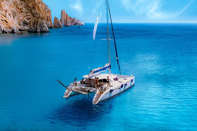 Catamaran Full-Day of Milos and Poliegos With Lunch & BBQ - Galazia Nera on Poliegos