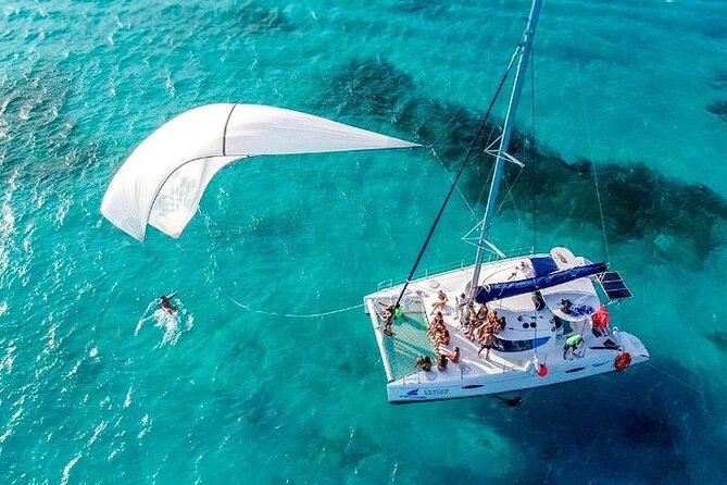 Catamaran Party on the Caribbean Sea to Isla Mujeres - What this Cancun catamaran day is really like