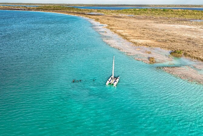 Catamaran Sailboat Bacalar Excursions - Swimming in selected lagoon spots