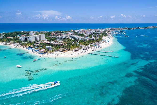 Catamaran sailing Tour to Isla Mujeres all inclusive - El Farito snorkeling stop, about one hour