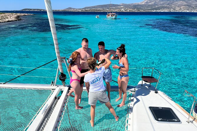 Catamaran Semi Cruise Paros Antiparos includes Food and Drinks - Why this Paros catamaran day works so well