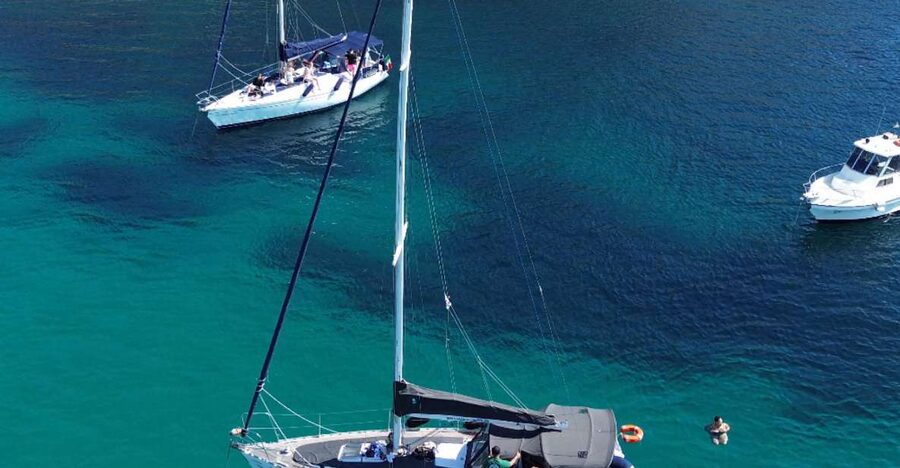Catamaran tour, swimming, snorkeling, and a Prosecco toast - Getting to Portus Karalis from the cruise terminal