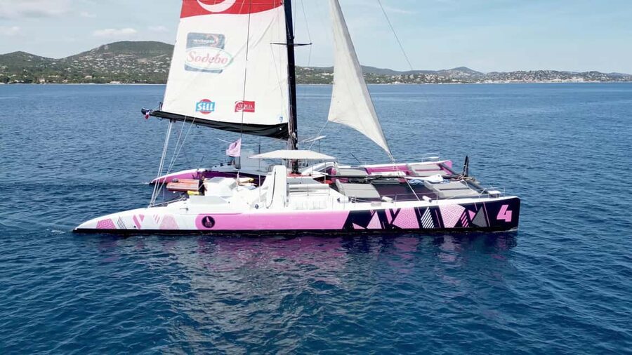 Côte d'Azur: Cap Taillat Catamaran Day Tour - Sailing south toward Cap Taillat