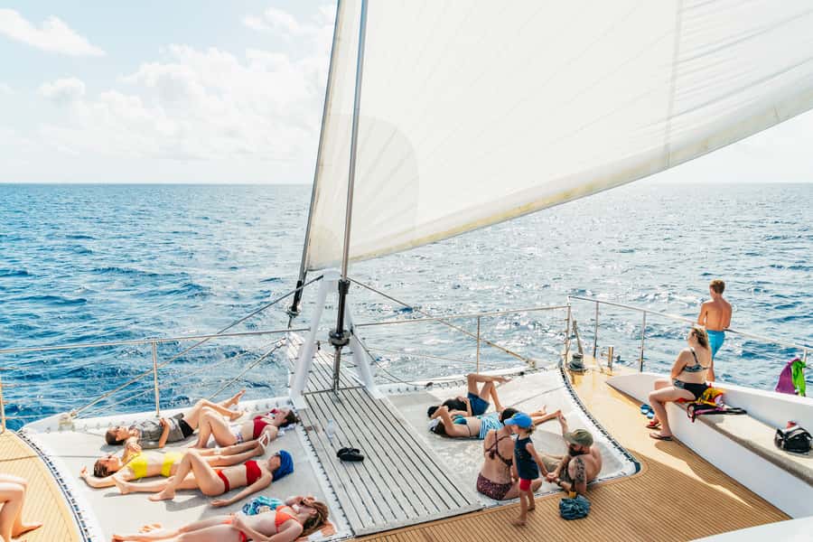From Cairns: Great Barrier Reef Cruise by Premium Catamaran - Leaving Cairns on a 9-hour catamaran day