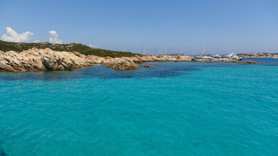 From Cannigione: Catamaran tour in La Maddalena Archipelago - Sailing toward Spargi and the western islands