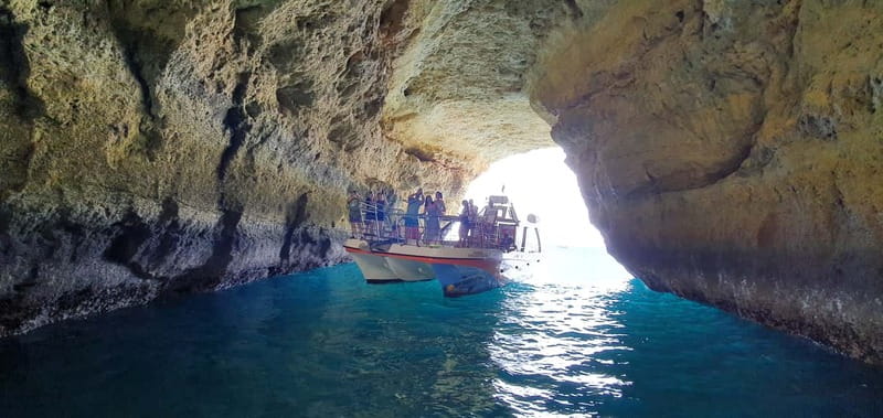 From Lagos: Benagil Caves Catamaran Cruise - Swimming near Benagil, when the sea cooperates