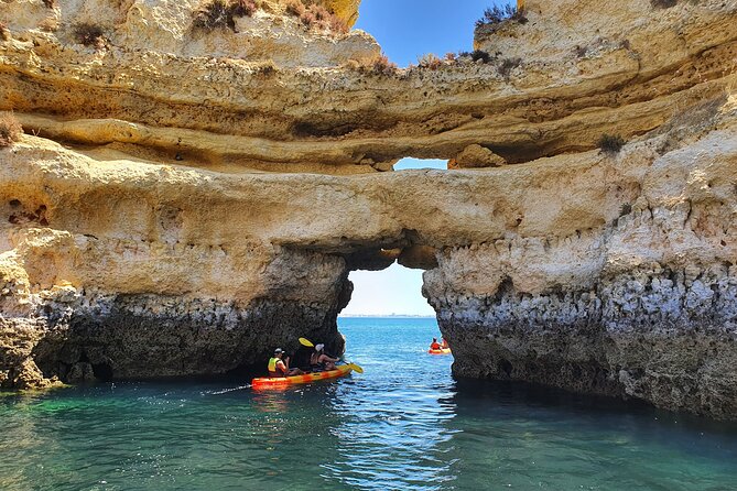 From Lagos: Kayak Tour of Ponta da Piedade Caves on Catamaran - Launching from the escort catamaran