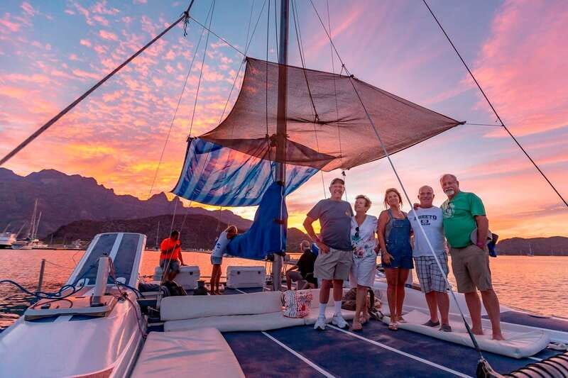 From Loreto: Sunset Appetizers & Open Bar Catamaran Cruise - Setting out from Loreto toward Puerto Escondido Marina