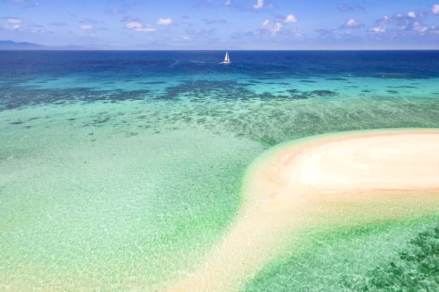 From Port Douglas: Outer Reef Cruise by Luxury Catamaran - The coral cay by glass-bottom boat