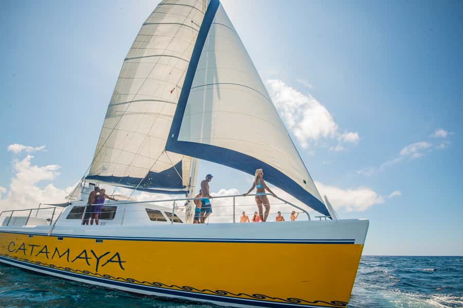 From Puerto Aventuras: Share Catamaran Tour - Snorkeling at the INAH reef