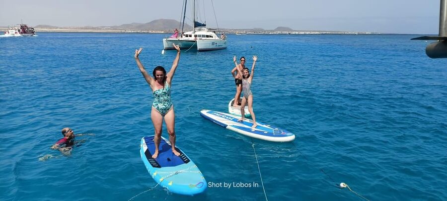 Fuerteventura: PRIVATE Catamaran All Inclusive Lobos in - Meeting at Corralejo’s yellow fish