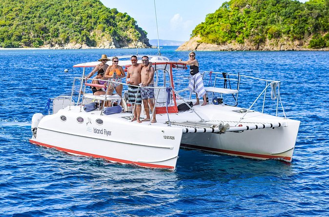Full or Half Day Private Power Catamaran- USVI Beach and Snorkel - Christmas Cove, Pizza Pi, and lunch afloat