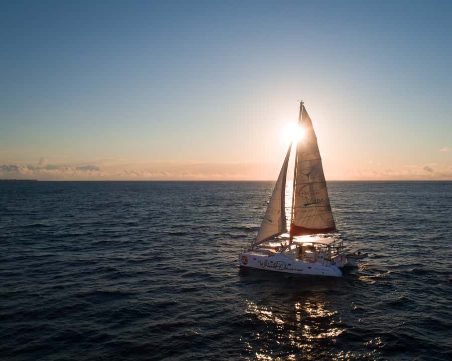 Grand Baie: Cocktail & Sunset Catamaran Cruise - Meeting the Wind Dancer at Grand Baie Public Beach