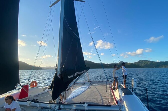 Half day catamaran sailing in the Sailinity Lagoon - Leaving Apooiti Marina at 8:00 a.m.