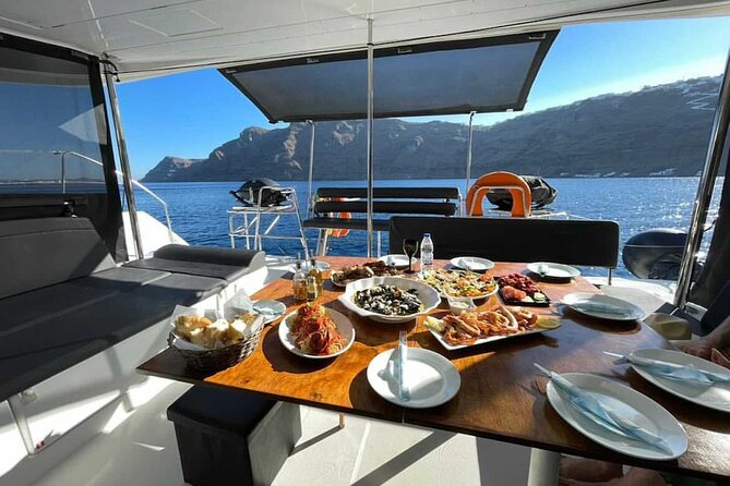 Half Day Premium Catamaran Cruise in Santorini including Oia - The volcano and warm spring waters