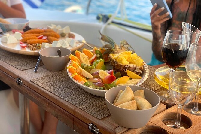 Hersonissos: Luxury Sunset Catamaran Cruise Sushi & Open Bar - Two hours for swimming, SUP, and snorkeling