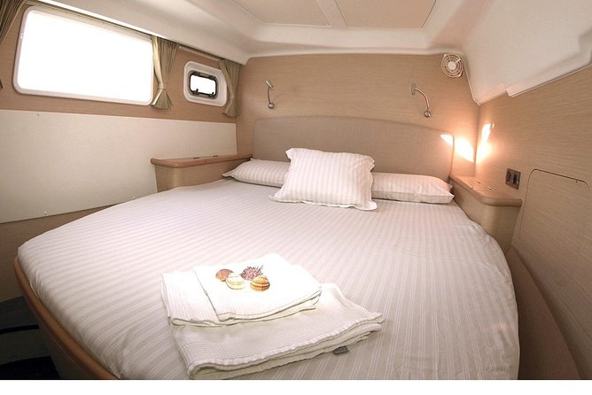 Island Hopping: Santorini Catamaran Charter Cruise with a skipper - Cabins, bathrooms, and life aboard