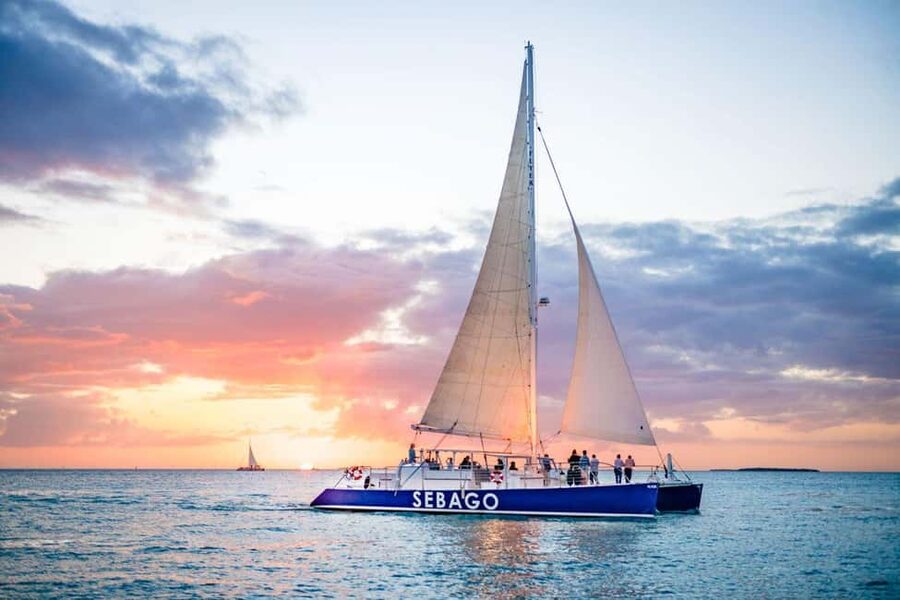 Key West: Catamaran Champagne Sunset Sail - Feeling the wind as the sails rise