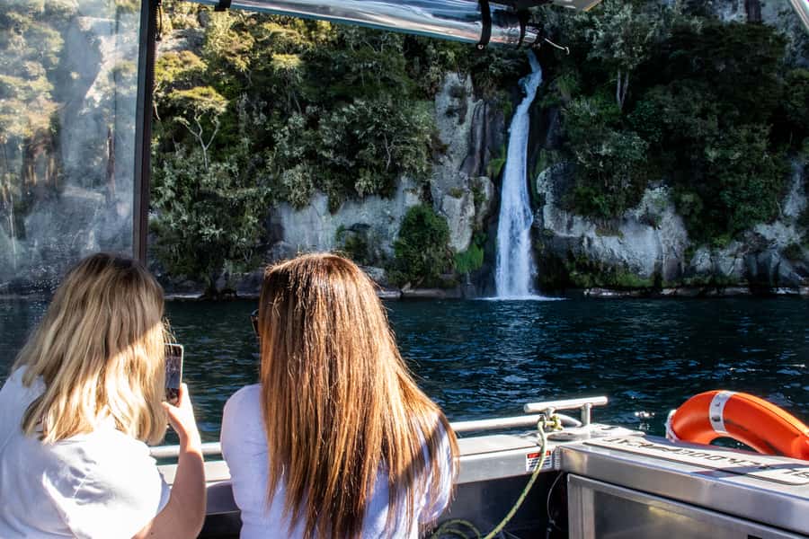 Kinloch: Lake Taupo Catamaran Cruise with Paddleboarding - Waterfalls, ravines, and a short bush walk