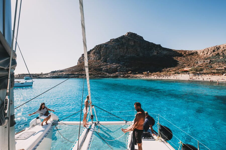 Kissamos: Balos & Gramvousa Luxury Catamaran Sailing Cruise - Starting at Kissamos with coffee and breakfast