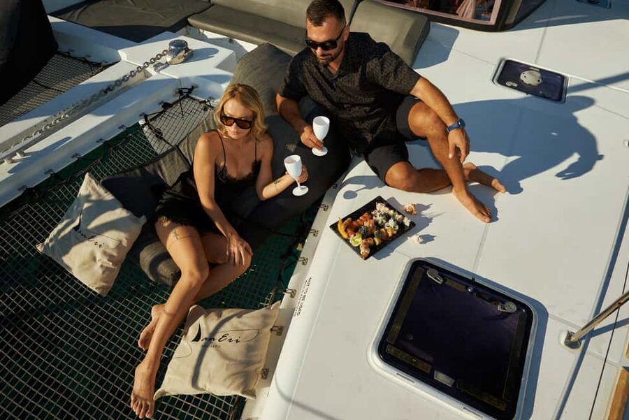 Kissamos: Catamaran Balos Sunset Cruise with Sushi & Drinks - The 30-minute sail sets the mood