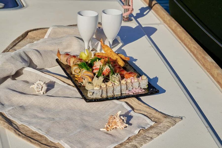 Kissamos: Catamaran Balos Sunset Cruise with Sushi & Drinks - Starting at Kissamos Port with Prosecco and local snacks