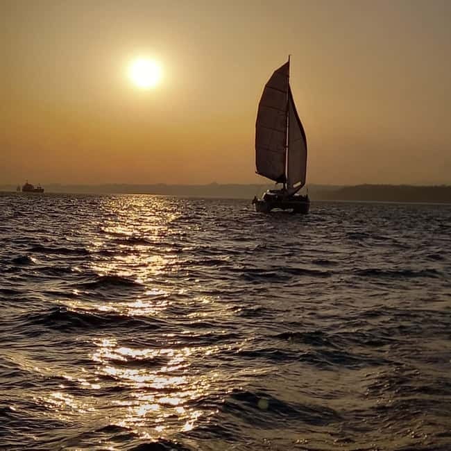 Lisbon: Catamaran Cruise with Drinks & Pastel de Nata - Passing under the 25 de Abril Bridge
