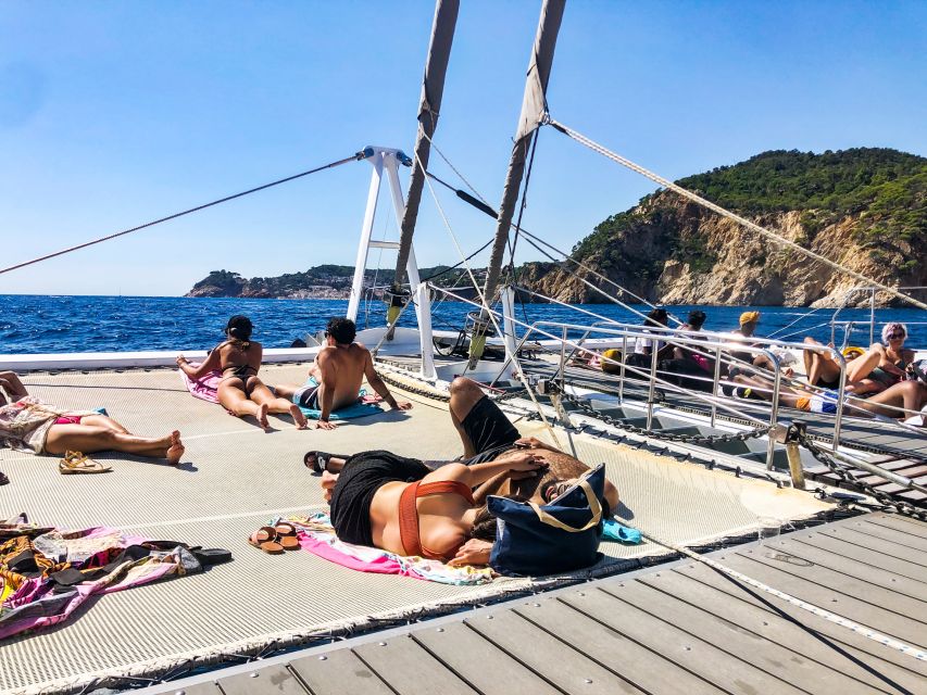 Lloret de Mar: Catamaran Sailing Cruise with BBQ and Drinks - A simple BBQ served after the swim begins
